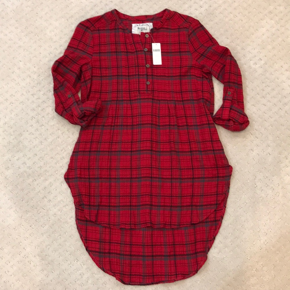 Anthropologie Holding Horses Red Plaid Tunic